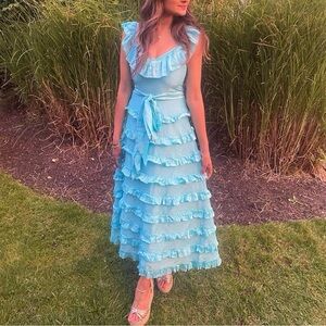 COPY - Ruffle teal dress PETULA midi dress